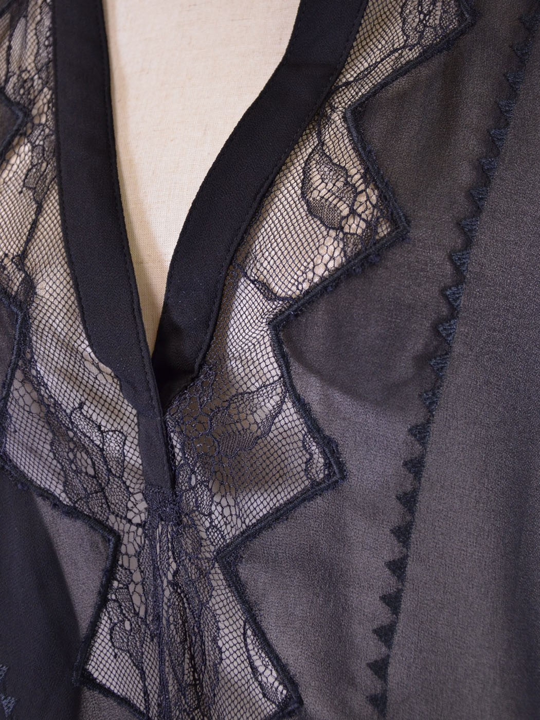 Lush Sheer Seductive Lace Embroidery Detail Woven Long Sleeves Chiffon Blouse