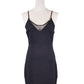 Lush Hot Seductive Lace Neckline Textured Bodycon V-Hem Little Black Knit Dress