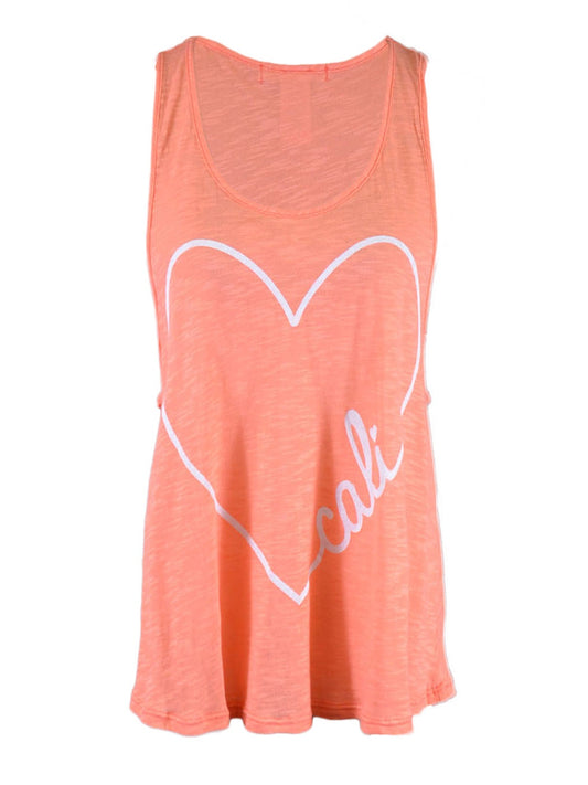 Michelle Fun Expressive Give Me Love Cali Racerback Knit Loose Fit Tank Top