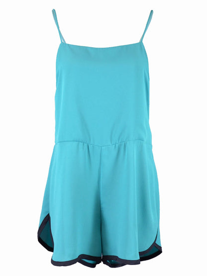 Audrey 3+1 Oh My Vibrant Solid Emerald Sleeveless Sporty Short Woven Romper