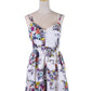 En Creme Adorable Colorful Floral Prints Double Straps Tie Waist Babydoll Dress