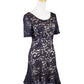 Lush Night Cocktail Floral Lace Design Ruffle Hem Short Sleeves Fit Flare Dress
