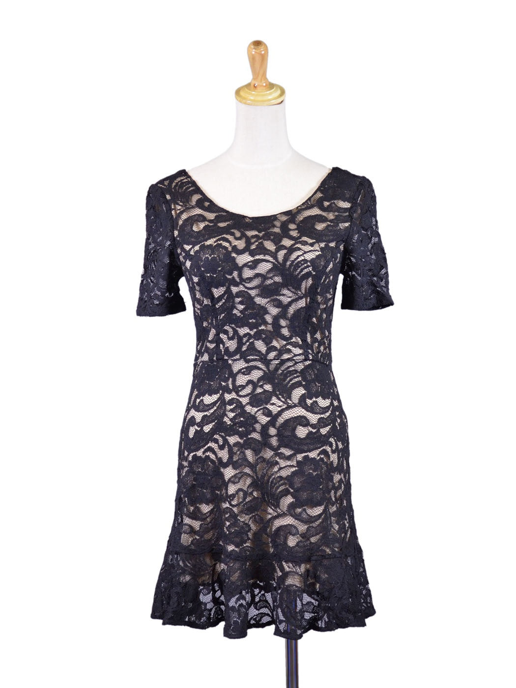 Lush Night Cocktail Floral Lace Design Ruffle Hem Short Sleeves Fit Fl ALILANG.COM Lush Night Cocktail Floral Lace Design Ruffle Hem Short Sleeves Fit Fl ALILANG.COM