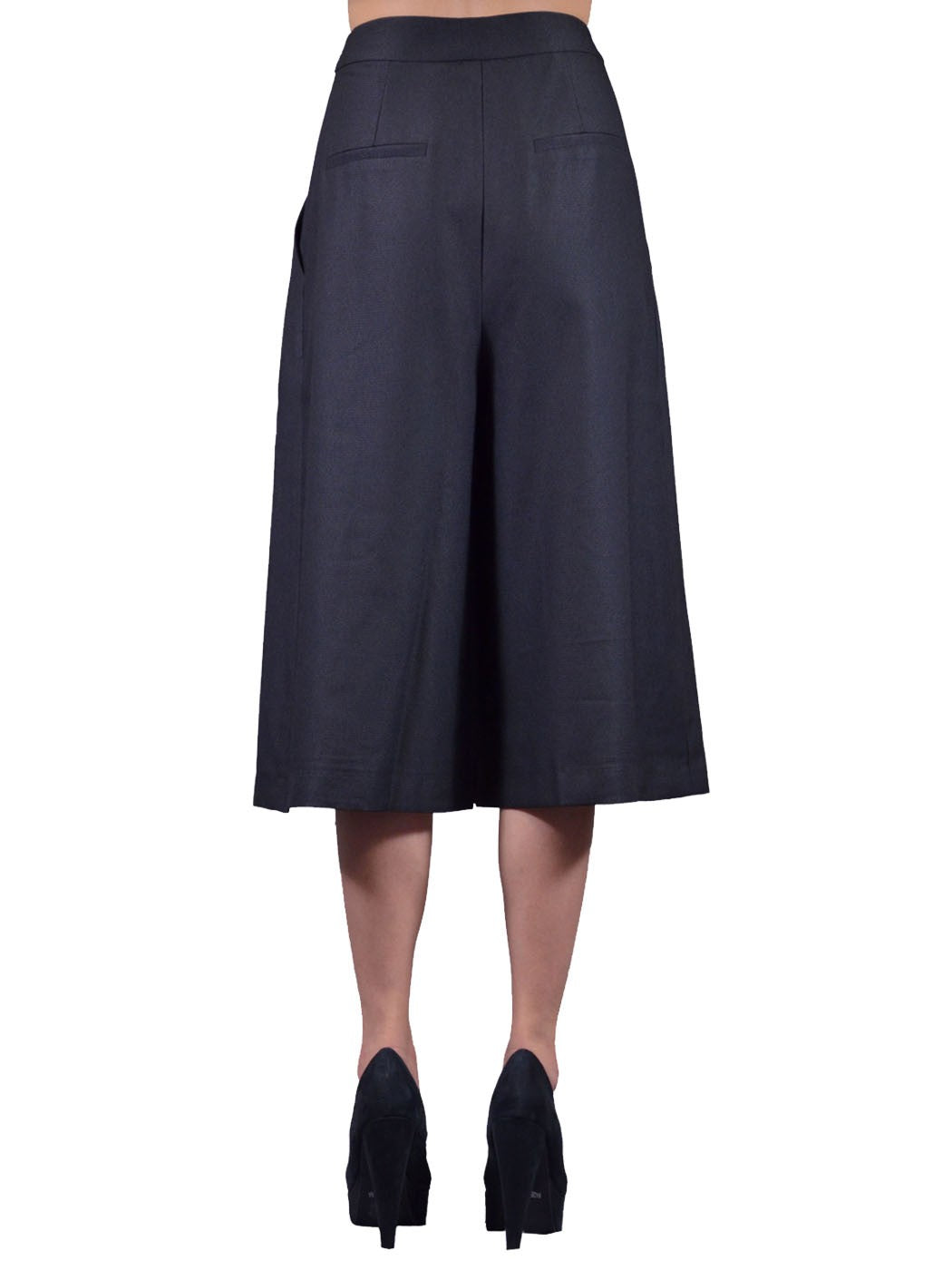Lush Lady Chic Structured Pleated Midi Length Wide Legs Karate Pants Trousers