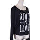 The Classic Rock-N-Love Casual Knit British Flag Heart Back Logo Long Sleeve Top