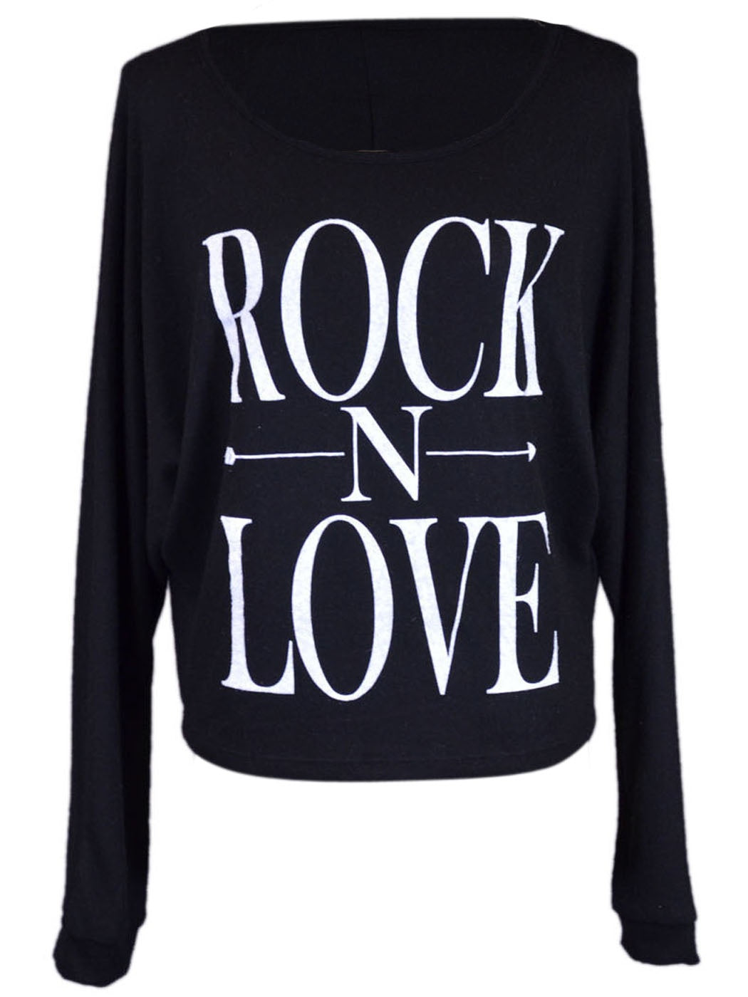 The Classic Rock-N-Love Casual Knit British Flag Heart Back Logo Long Sleeve Top