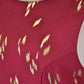 Everly Brand Red with Metallic Gold Leaf Pattern V-Back Skater Dress