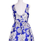 Ark & Co Brand Vibrant Blue Gold Rose Floral Metallic Sheen Holiday Party Dress