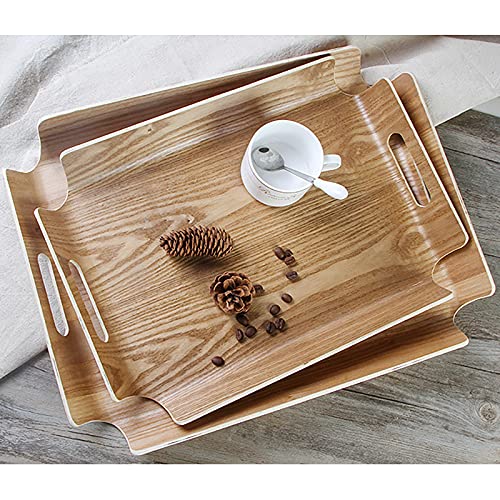 Wood Serving Tray, Decorative Serving Trays Platter for Breakfast in Bed, Lunch, Dinner, Appetizers, Patio, Ottoman, Coffee Table, BBQ, Party, Great for Lap &Couch, 1Pcs