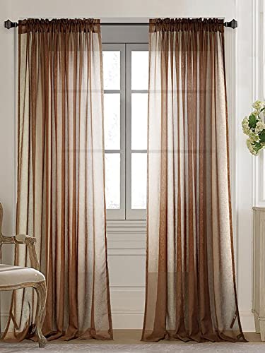 Dodolly Living Room Bedroom Balcony Blackout Curtains Simple Plain 2 Pieces, Coffee, W28 x L33 Inch