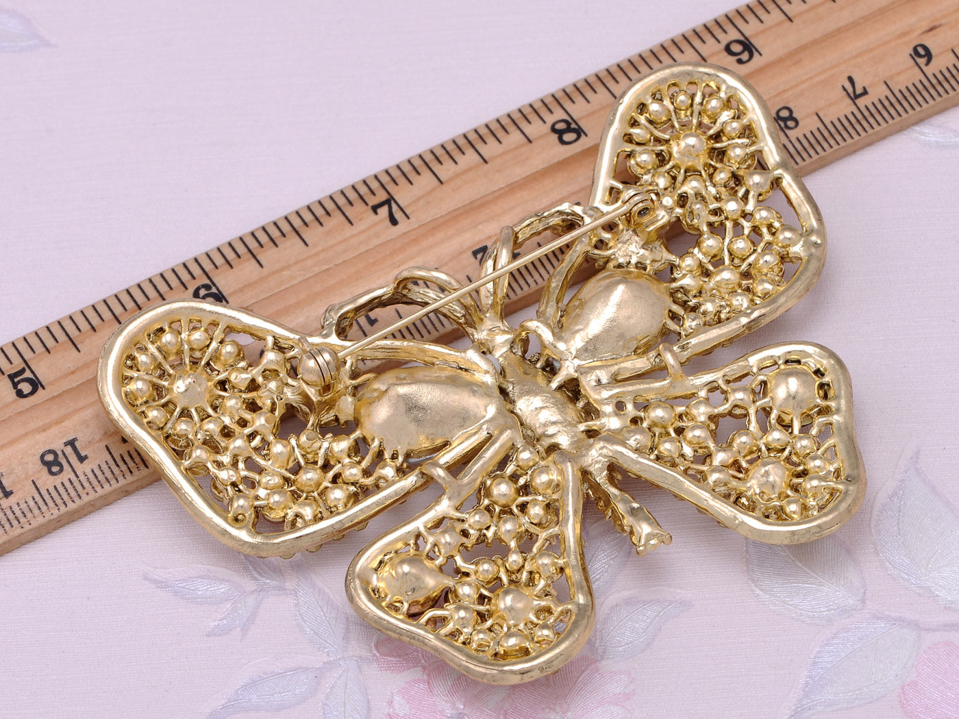 Xl Brilliant Topaz Colored Butterfly Brooch
