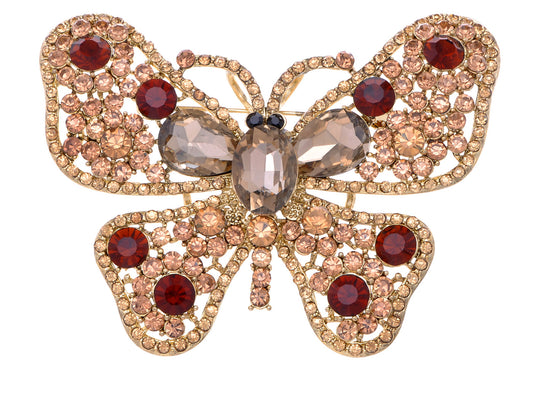 Xl Brilliant Topaz Colored Butterfly Brooch