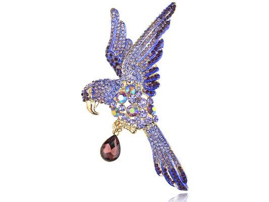 Lavender Purple Tropical Parrot Bird Ab Pin Brooch