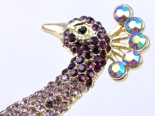 Exotic Purple Lavender Peacock Pea Train Pin Brooch