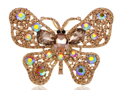 Topaz Butterfly Insect Brooch Pin