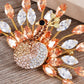 Swarovski Crystal Vintage Topaz Brown Peacock Bird Brooch Pin