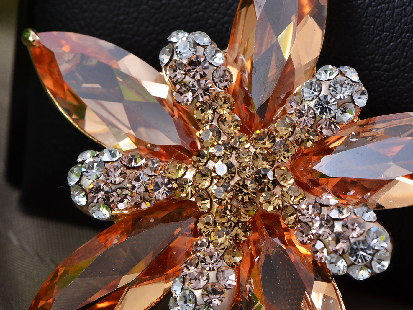 Swarovski Crystal Shine Topaz Pink Star Flower Floral Brooch Pin