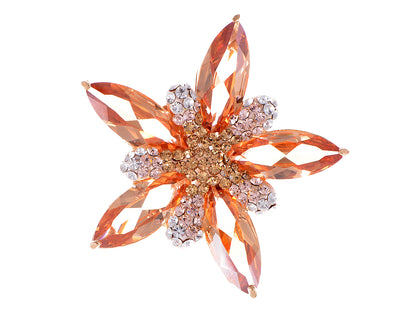 Swarovski Crystal Shine Topaz Pink Star Flower Floral Brooch Pin