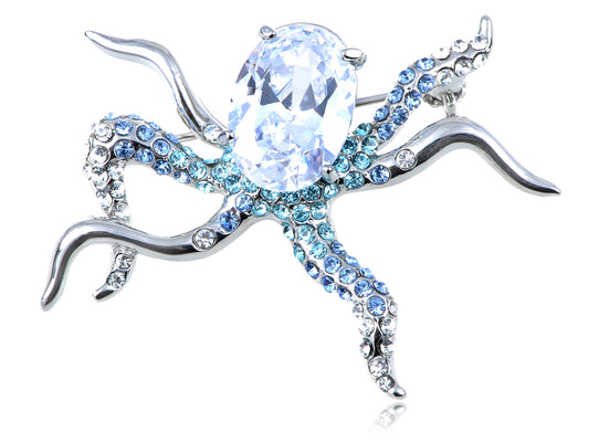 Swarovski Crystal Octopus Ice Body Pin Brooch