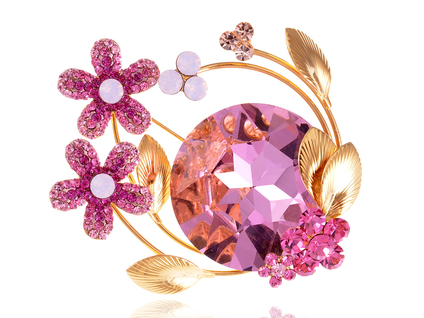 Swarovski Crystal Purple Pink Spring Floral Flower Bouquet Brooch Pin