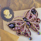 Vintage Amethyst Pink Butterfly Insect Brooch Pin