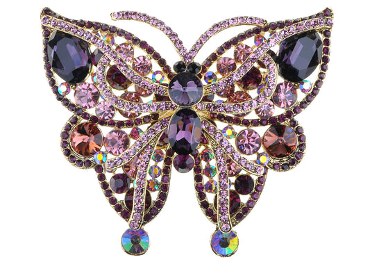 Vintage Amethyst Pink Butterfly Insect Brooch Pin