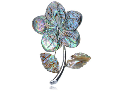 Abalone Colored Bead Daisy Flower Brooch Pin