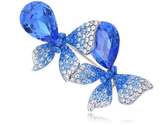 Swarovski Crystal Sapphire Blue Colored Ombre Butterfly Brooch Pin