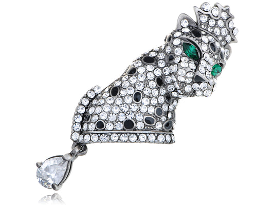 Swarovski Crystal Dazzle Element Leopard King Crown Pin Brooch