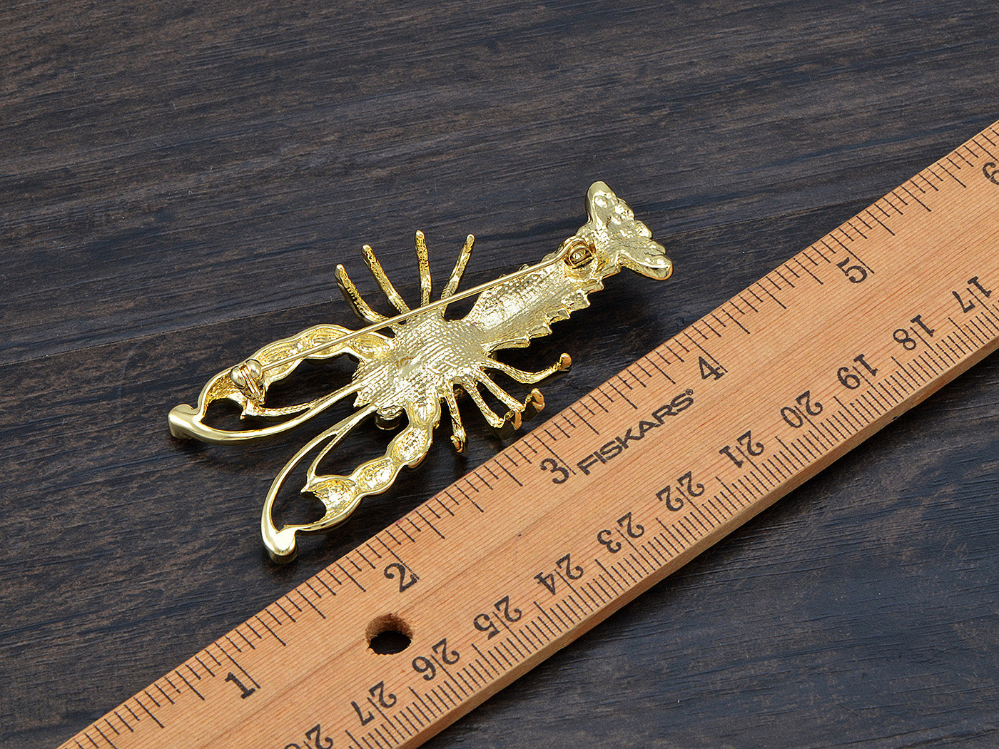 Swarovski Crystal Elements Lobster Clawing Through Water Brooch