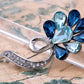 Elements Sapphire Blue Peacock Tail Flower Pin Brooch
