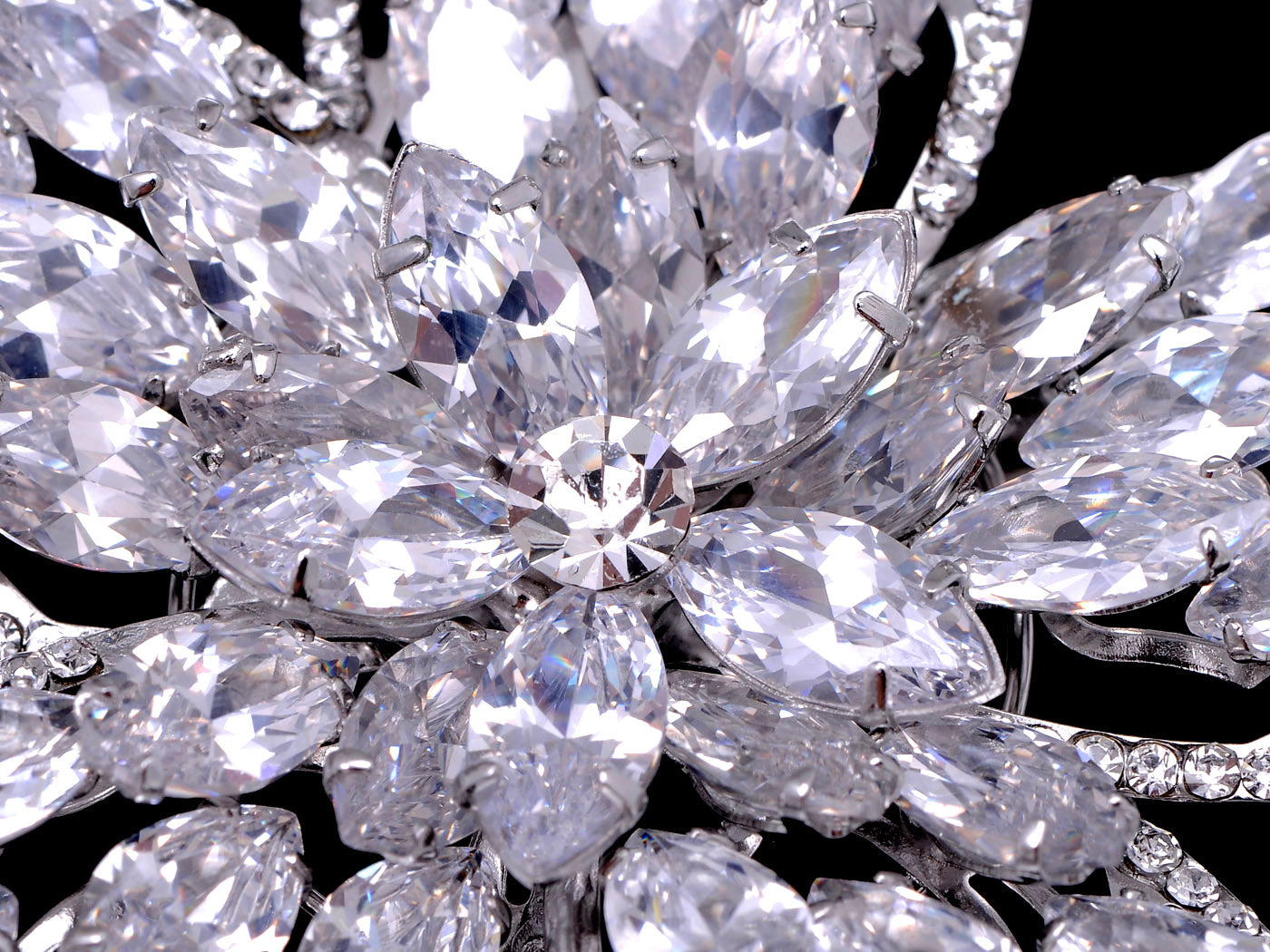 Swarovski Crystal Shine Cutout Five Petal Flower Floral Brooch Pin