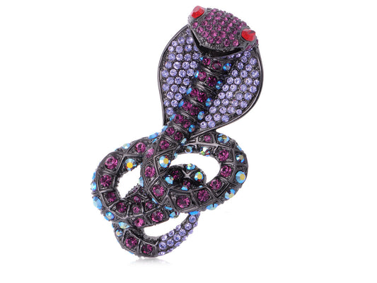 Elements Many Shades Of Amethyst Colored Coiled Cobra Snake Pin Brooch