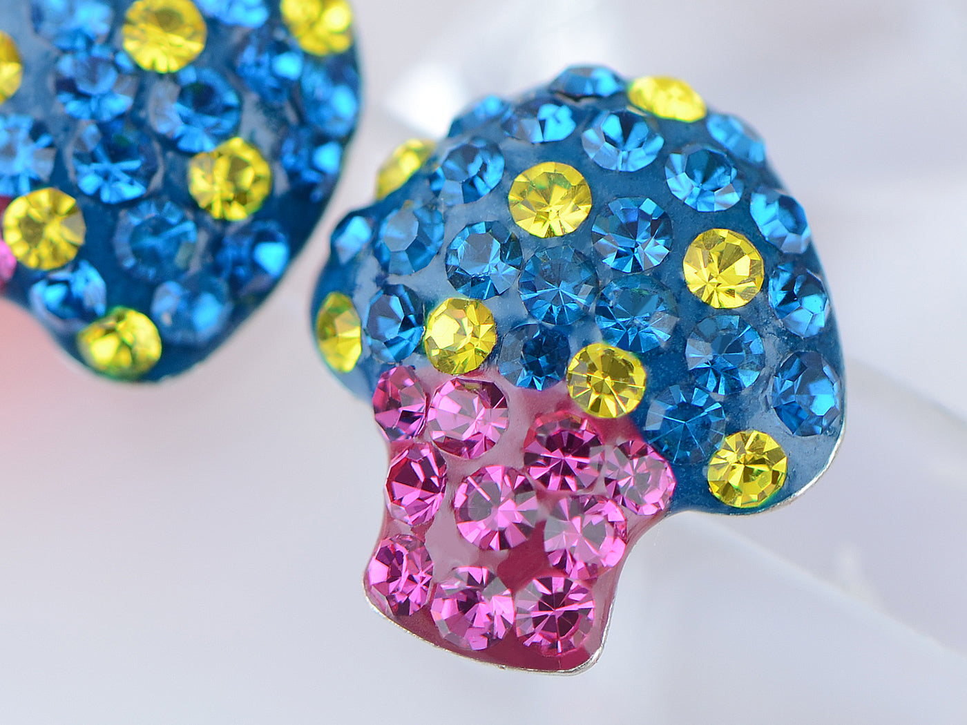 Swarovski Crystal Toadstool Cartoon Sapphire Yellow 925 Mushroom Ag Earrings
