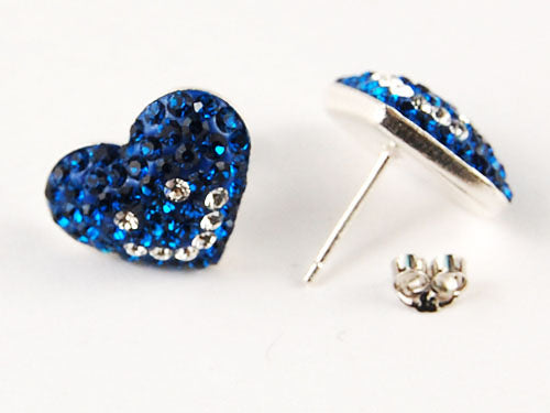 Element Silver Blue Smiley Face Emoji Heart Stud Earrings