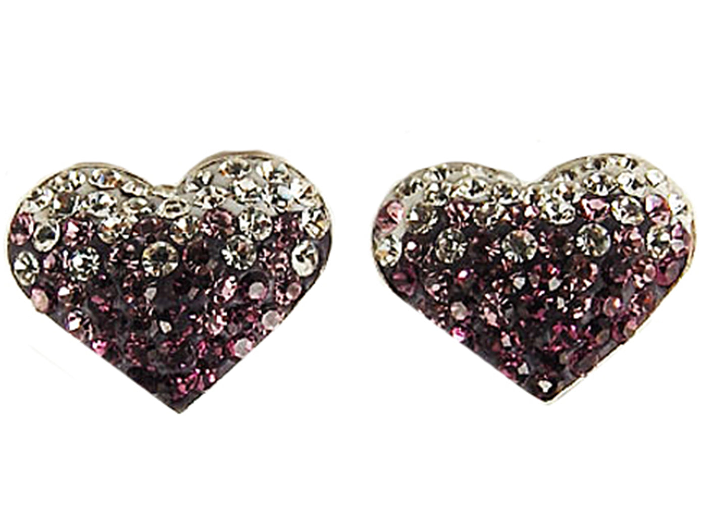 Swarovski Crystal Amethyst Purple Round Love Couple Heart 925 Silver Earrings