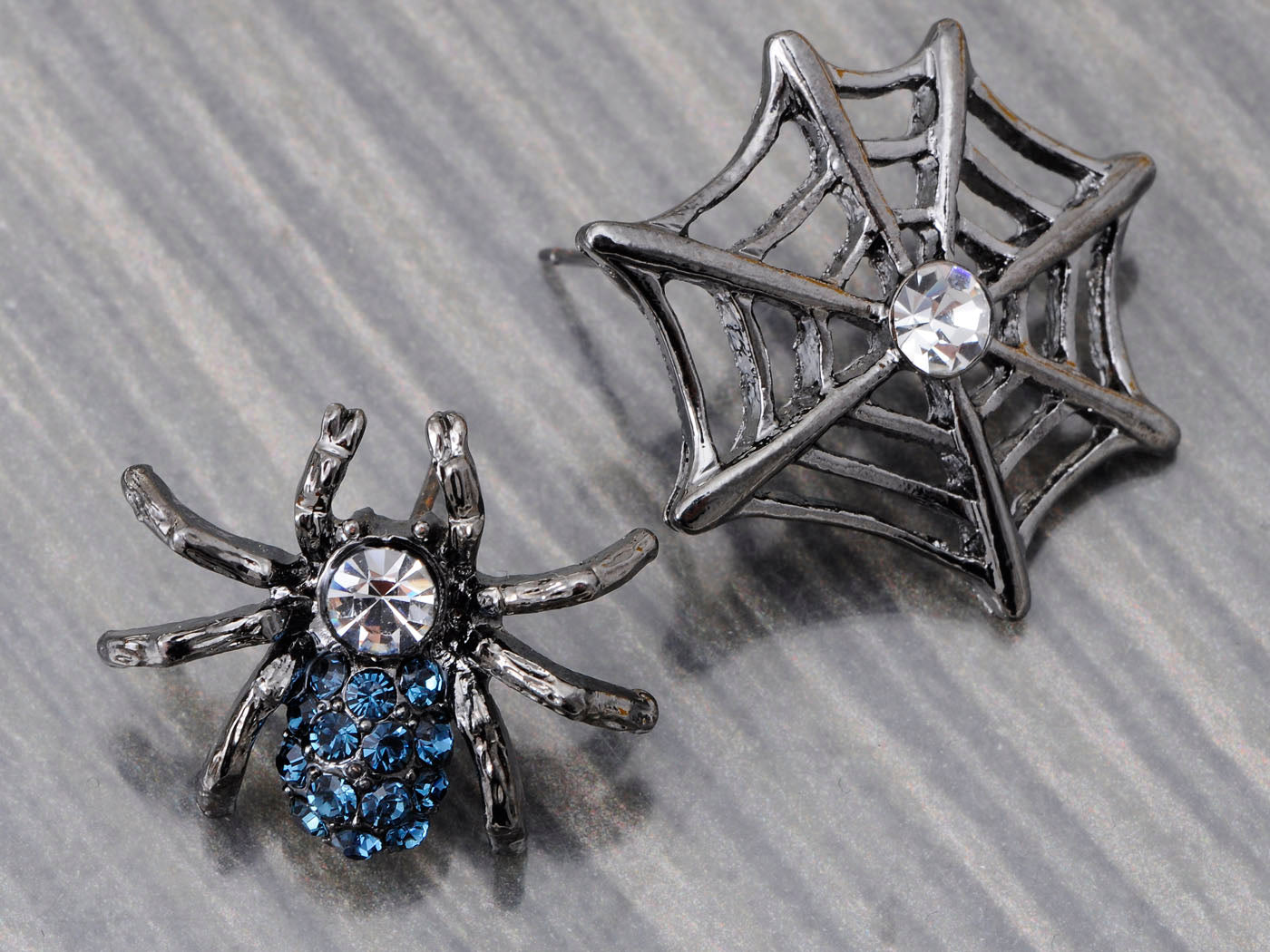 Gun Spider Web Blue Earrings Halloween