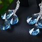 Swarovski Crystal Element Silver Blue Teardrop Vine Fish Hook Dangle Earrings