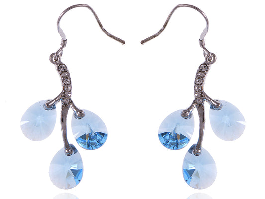 Swarovski Crystal Element Silver Blue Teardrop Vine Fish Hook Dangle Earrings