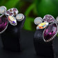 Swarovski Crystal Purple Deep Amethyst Petal Cluster Marquise Earring
