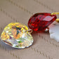 Swarovski Crystal Element Gold Multicolored Oriental Dove Heart Beaded Dangle Earrings