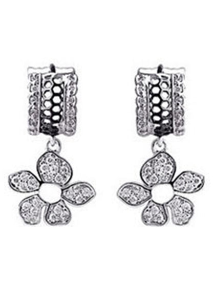 Swarovski Crystal Element Silver Tropical Flower Cuff Earrings
