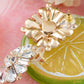Swarovski Crystal Element Gold Colored Gemss Flower Blossom Stud Earrings