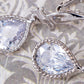 Swarovski Crystal Element Silver Colored Teardrop Dove Bird Fish Hook Earrings