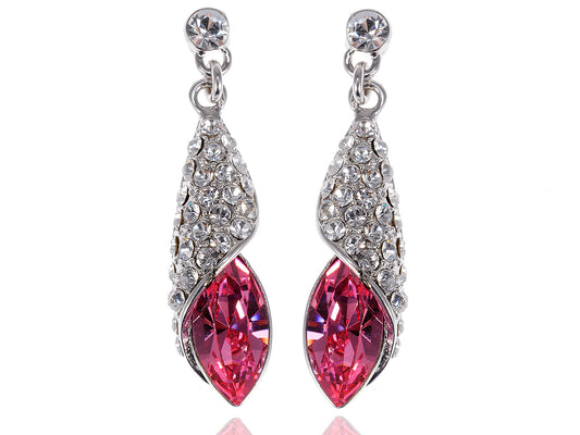 Swarovski Crystal Hot Pink Shell Wrap Dangle Drop Earrings