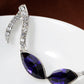 Swarovski Crystal Element Silver Blue Purple Music Eighth Note Dangle Earrings