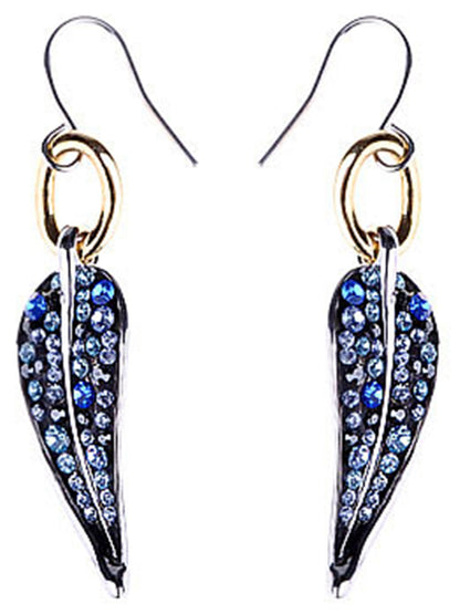 Element Multicolored Blue Spotted Leaf Feather Fish Hook Dangle Earrings