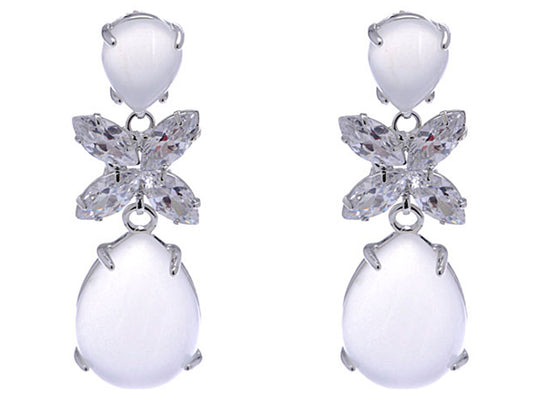 Element Silver Opal Colored Butterfly Teardrop Dangle Earrings