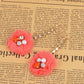Element Gold Floral Coral Pink Fuzzy Fabric Ball Dangle Earring