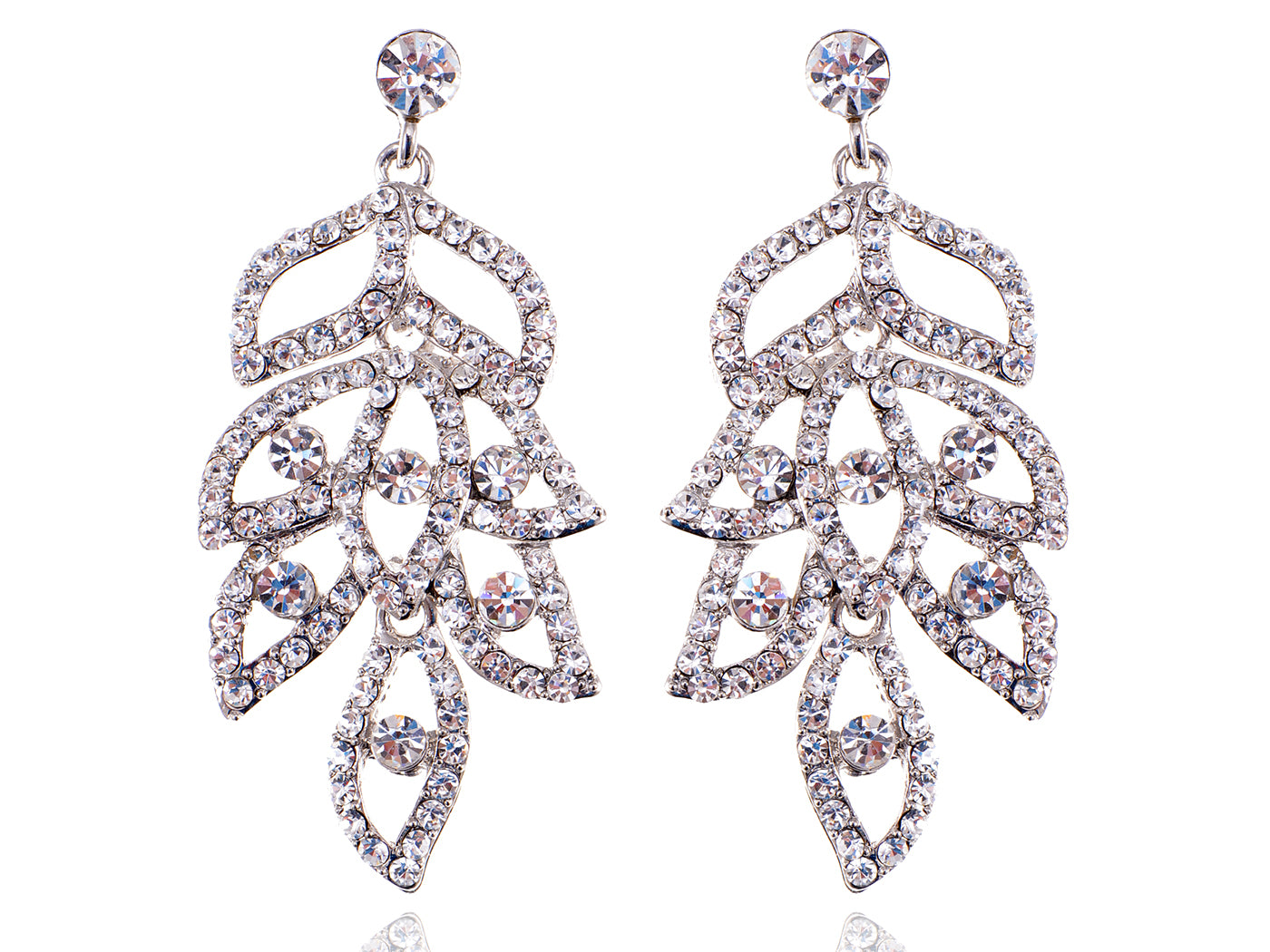 Swarovski Crystal Shine Leaf Dangle Drop Earrings